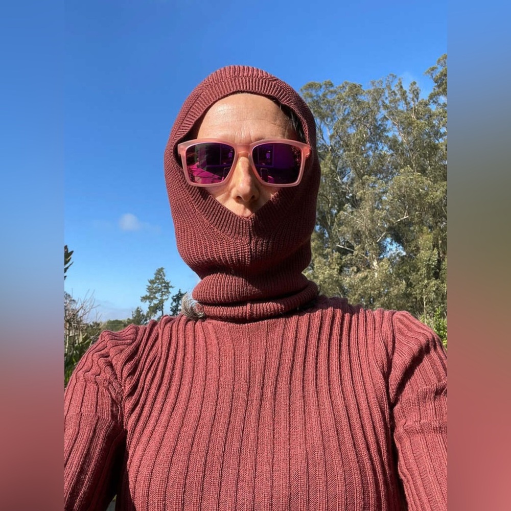 beklina merino balaclava - umber brown 100% wool - like new - OS